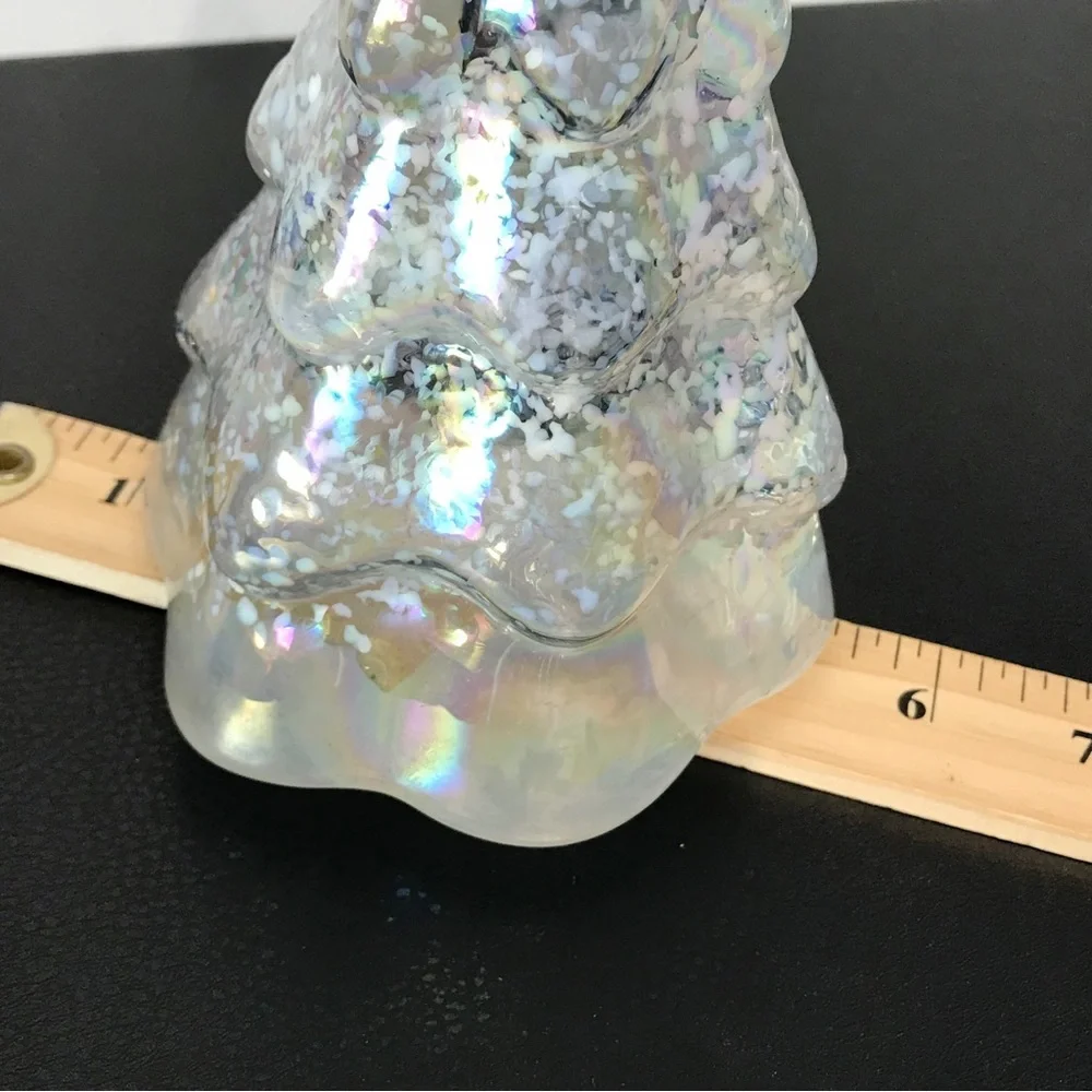 Vintage 7.5 Balos Hand Blown Art Glass AB Aura Iridescence Snow Christmas Tree - Picture 4 of 12
